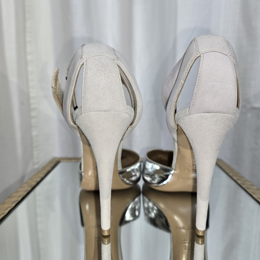 Emporio Armani Metallic Silver Leather Heels - Picture 3 of 15